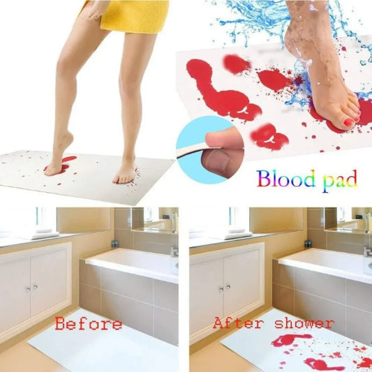 Spooky Color-Changing Bloody Footprint Bath Mat – Turns Red When Wet!