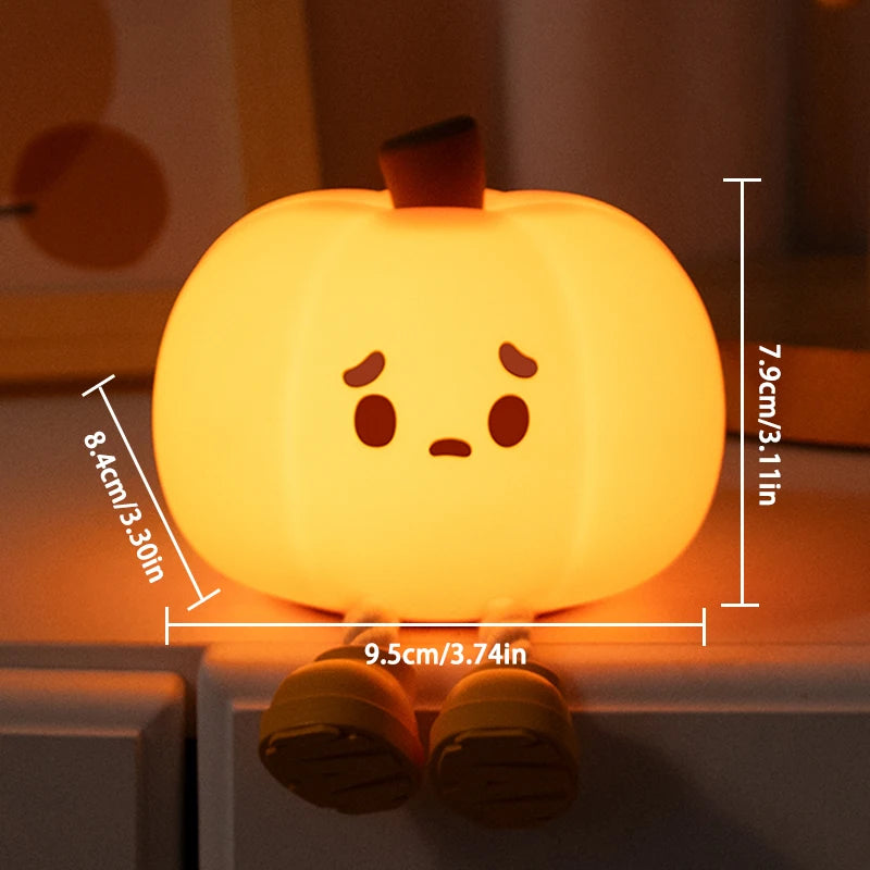 Soft Silicone Pumpkin Night Light – Cute Rechargeable Lamp for Kids’ Rooms & Gifts