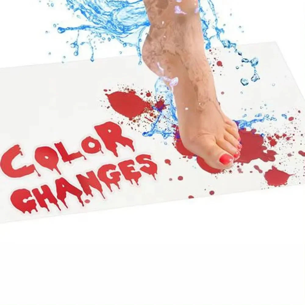Spooky Color-Changing Bloody Footprint Bath Mat – Turns Red When Wet!
