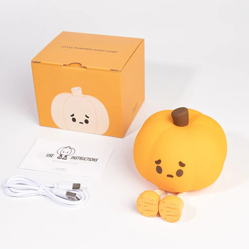Soft Silicone Pumpkin Night Light – Cute Rechargeable Lamp for Kids’ Rooms & Gifts