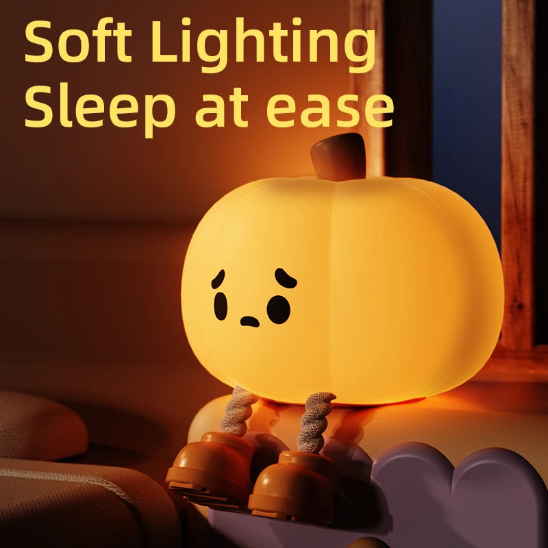 Soft Silicone Pumpkin Night Light – Cute Rechargeable Lamp for Kids’ Rooms & Gifts