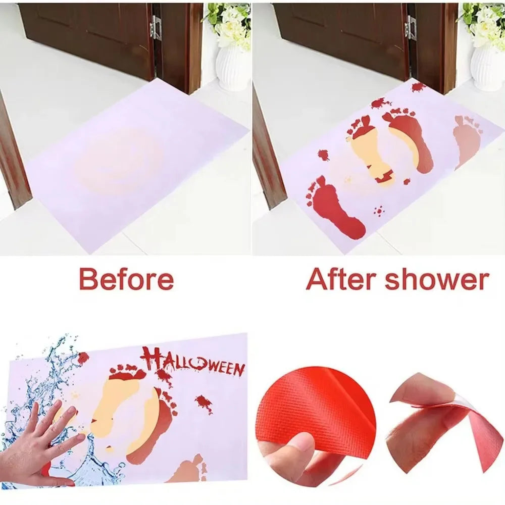 Spooky Color-Changing Bloody Footprint Bath Mat – Turns Red When Wet!