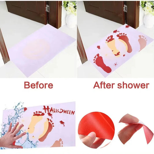 Spooky Color-Changing Bloody Footprint Bath Mat – Turns Red When Wet!