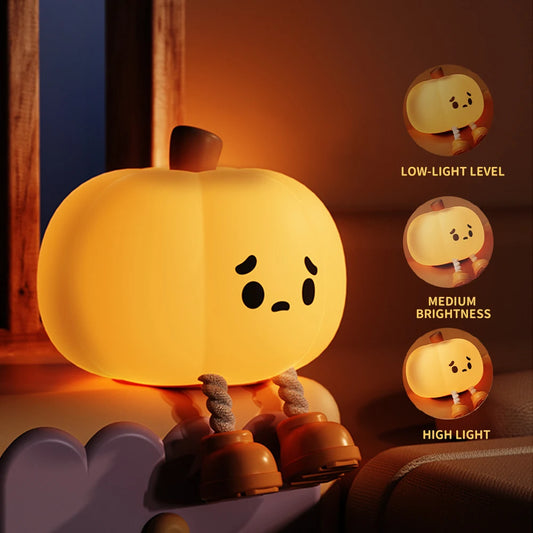 Soft Silicone Pumpkin Night Light – Cute Rechargeable Lamp for Kids’ Rooms & Gifts