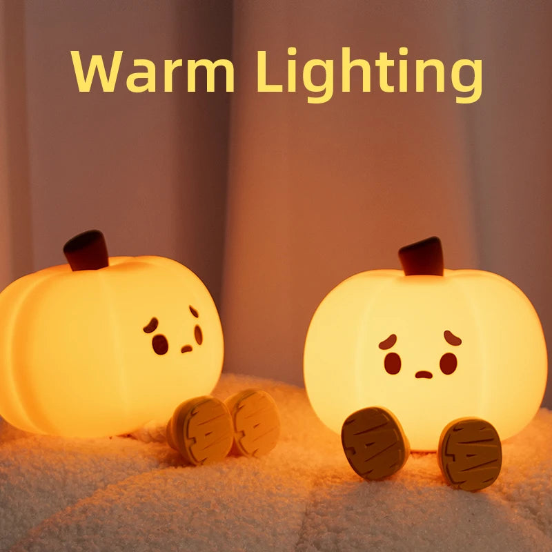 Soft Silicone Pumpkin Night Light – Cute Rechargeable Lamp for Kids’ Rooms & Gifts